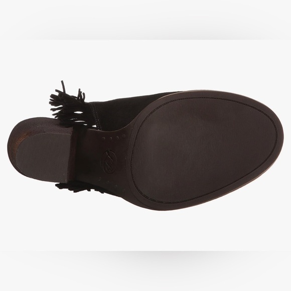 NEW Lucky Brand Suede Fringe Boho Open Toe Stacked Block Heel Sandal Shoe - Picture 7 of 13